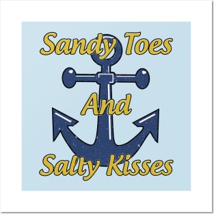 Sandy Toes And Salty Kisses Beach Shirt Vintage Distressed Posters and Art